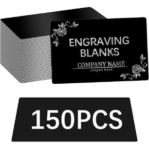 150 Pcs Metal Business Cards Blanks Bulk Multipurpose Black Aluminum Business Cards for Laser Engraving Blanks, Aluminum Sheet Blank DIY Metal Card for CNC Engraver, Thickness 0.01 Inch/0.21 mm