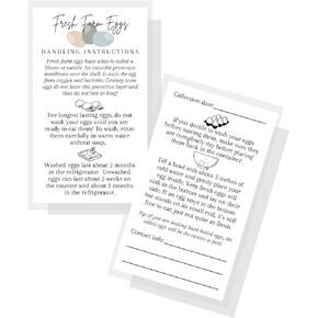 Lashicorn Fresh Farm Eggs Handling Instructions | 50 Pack | 2x3.5 inches Business Card | Egg Handling Instructions for Farm Fresh Eggs | White Card Design | Collection Date & Contact Info Lines