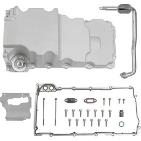 302-2 LS Oil Pan Kit Fits for LS1 LS2 LS3 LS6 5.7L 5.3L 6.5L Engine Chevy Camaro Nova Pontiac Ventura Oldsmobile Omega GM F-body G-body Aluminum Swap Retrofit Oil Pan Kit