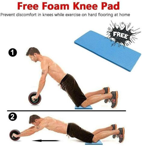 عجلة آب رولر للتمارين الأساسية، معدات تمارين عجلة البطن للصالة الرياضية المنزلية، آلة آب مع وسادة للركبة، اللياقة البدنية، التمرين، نمو العضلات للرجال والنساء in Kuwait