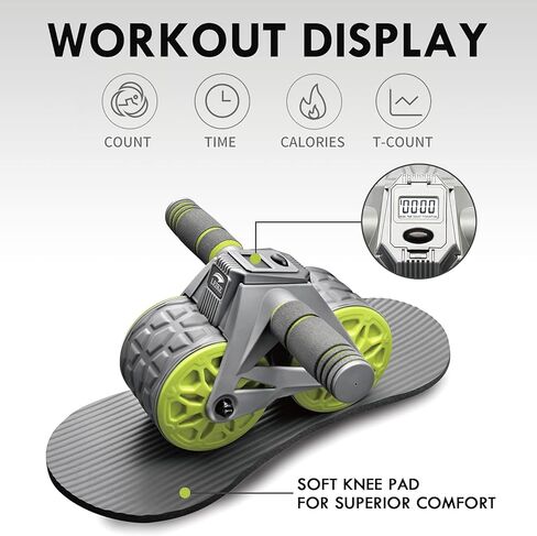 leikefitness Ab Wheel Roller الارتداد التلقائي مع حصيرة وسادة الركبة، مدرب عضلات البطن الأساسي مع شاشة ذكية، معدات تمرين البطن لتمرين البطن in Kuwait