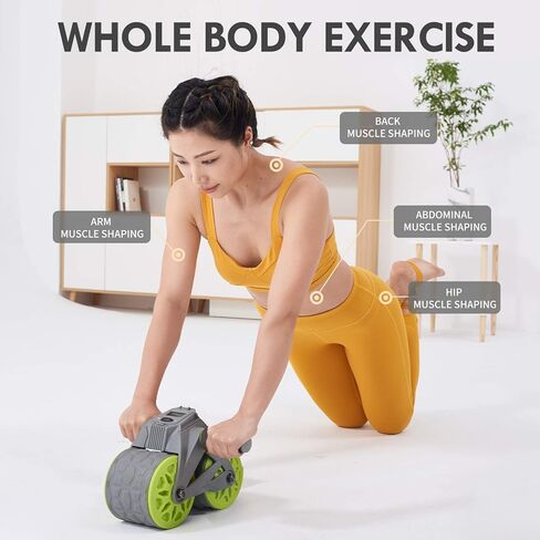 leikefitness Ab Wheel Roller الارتداد التلقائي مع حصيرة وسادة الركبة، مدرب عضلات البطن الأساسي مع شاشة ذكية، معدات تمرين البطن لتمرين البطن in Kuwait