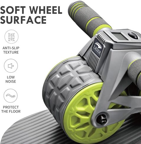 leikefitness Ab Wheel Roller الارتداد التلقائي مع حصيرة وسادة الركبة، مدرب عضلات البطن الأساسي مع شاشة ذكية، معدات تمرين البطن لتمرين البطن in Kuwait