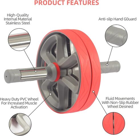 Ab Roller Wheel,2 Types Abs Roller Home Workout & Core Strength Training,Abdominal Exercise for Home Gym Fitness Equipment in Kuwait