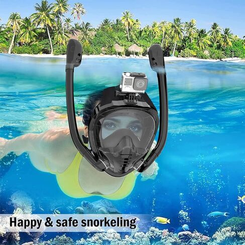 قناع الغطس، قناع الغطس لكامل الوجه لعام 2023 مع أنبوبين للتنفس، معدات الغطس للبالغين، قناع الغطس المضاد للضباب والتسرب، قناع غوص مع حامل كاميرا قابل للفصل in Kuwait