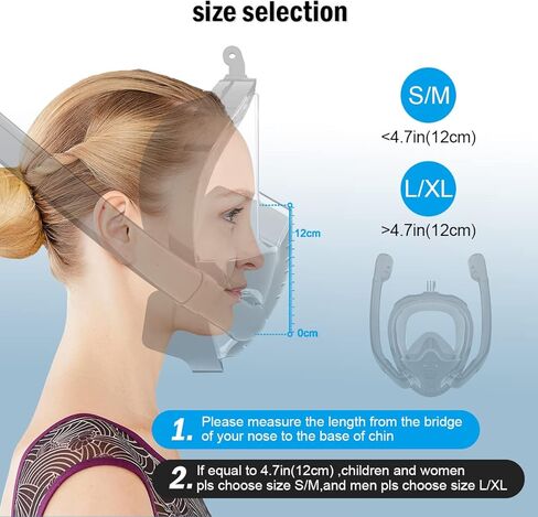 Snorkel Mask,2023 Upgrade Full Face Snorkel Mask with 2 Breathing Tubes,Snorkeling Gear for Adults,Diving Mask Anti-Fog& Leak,Scuba mask with Detachable Camera Mount in Saudi Arabia