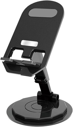 حامل هاتف محمول يدور 360 درجة، قاعدة حامل هاتف مكتبي قابلة للطي وقابلة للتعديل بالكامل، قبضة آمنة، حامل هاتف محمول قابل للتعديل والارتفاع ومتعدد الاستخدامات لأي جهاز. (أسود) in Kuwait