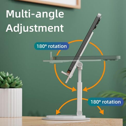 حامل هاتف محمول يدور 360 درجة، قاعدة حامل هاتف مكتبي قابلة للطي وقابلة للتعديل بالكامل، قبضة آمنة، حامل هاتف محمول قابل للتعديل والارتفاع ومتعدد الاستخدامات لأي جهاز. (أسود) in Kuwait