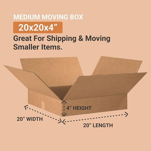 AVIDITI Shipping Boxes Flat 24"L x 24"W x 4"H (10-Pack) Corrugated Cardboard Box for Packing, Moving and Storage in Kuwait