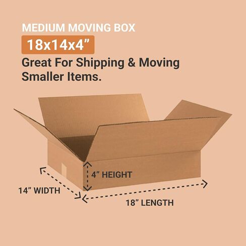 AVIDITI 18 x 14 x 4 Corrugated Cardboard Boxes, Flat 18"L x 14"W x 4"H, Pack of 25 | Shipping, Packaging, Moving, Storage Box for Home or Business, Strong Wholesale Bulk Boxes in Saudi Arabia