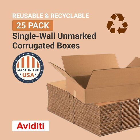 AVIDITI 18 x 14 x 4 Corrugated Cardboard Boxes, Flat 18"L x 14"W x 4"H, Pack of 25 | Shipping, Packaging, Moving, Storage Box for Home or Business, Strong Wholesale Bulk Boxes in Saudi Arabia