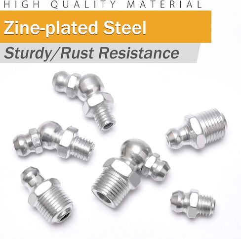 VIGRUE Grease Fittings, 245 Pieces SAE & Metric Grease Fitting Assortment Kit, Standard Grease Fittings Grease Zerks, Straight and Angled Perfect for Replacing Missing or Broken Zerk Fitting in Saudi Arabia