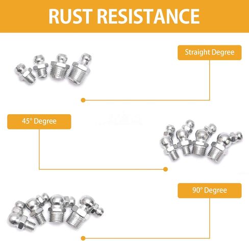 VIGRUE Grease Fittings, 245 Pieces SAE & Metric Grease Fitting Assortment Kit, Standard Grease Fittings Grease Zerks, Straight and Angled Perfect for Replacing Missing or Broken Zerk Fitting in Saudi Arabia