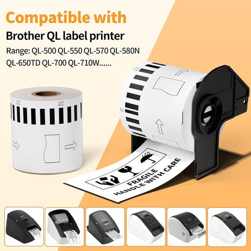 12 لفة Unistar بديلة لطابعات Brother Ql-810w Ql-820nwb Ql-720nw Ql-1110nwbc المتوافقة مع ملصقات Brother Dk-2205 (2.4 بوصة × 100 قدم) 62 مم × 30.4 م 12 لفة + إطار واحد in Kuwait