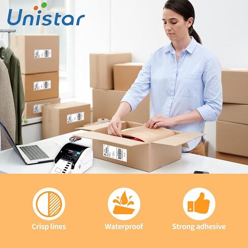 12 لفة Unistar بديلة لطابعات Brother Ql-810w Ql-820nwb Ql-720nw Ql-1110nwbc المتوافقة مع ملصقات Brother Dk-2205 (2.4 بوصة × 100 قدم) 62 مم × 30.4 م 12 لفة + إطار واحد in Kuwait