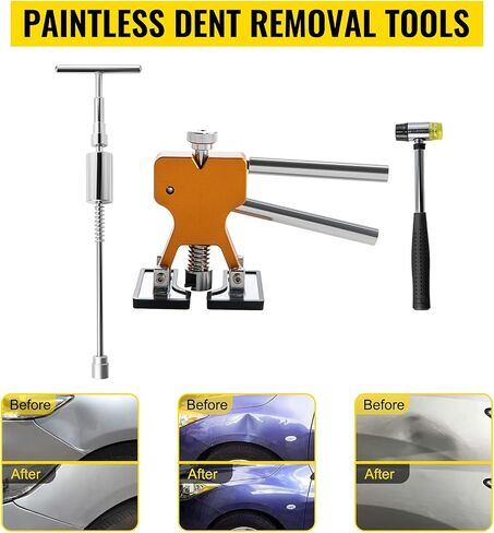 VEVOR Dent Puller Kit, Adjustable Width Golden Dent Puller, 50 PCS Paintless Dent Repair Kit, Auto Body Dent Remove Tool with Hot Glue Gun and Glue Sticks, for Auto Hail Damage, Small Ding Dent Repair in Saudi Arabia