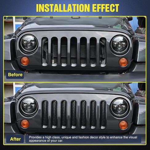 Grill Clip-in Mesh Inserts Guard for Wrangler JK 2007-2017 in Saudi Arabia