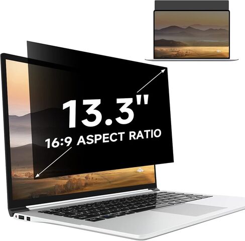 شاشة خصوصية للكمبيوتر المحمول مقاس 13.3 بوصة متوافقة مع HP Envy/Dell/Asus/Acer/Samsung/Lenovo، فلتر خصوصية مضاد للوهج للضوء الأزرق لجميع أجهزة الكمبيوتر المحمول مقاس 13.3 بوصة مع نسبة عرض إلى ارتفاع تبلغ 16:9 in Kuwait