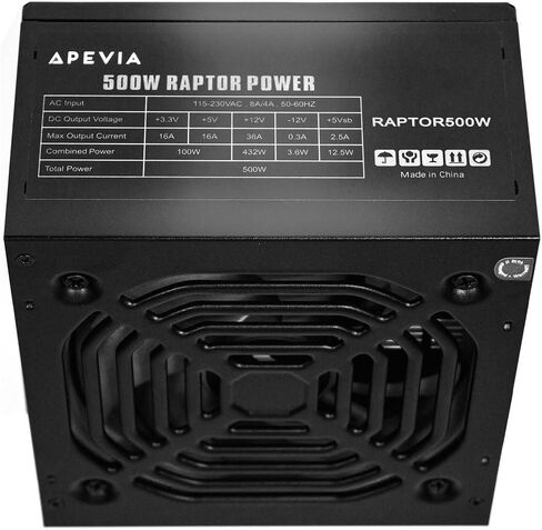 Apevia RAPTOR500W Raptor 500W ATX Power Supply with 120MM Black Fan in Saudi Arabia