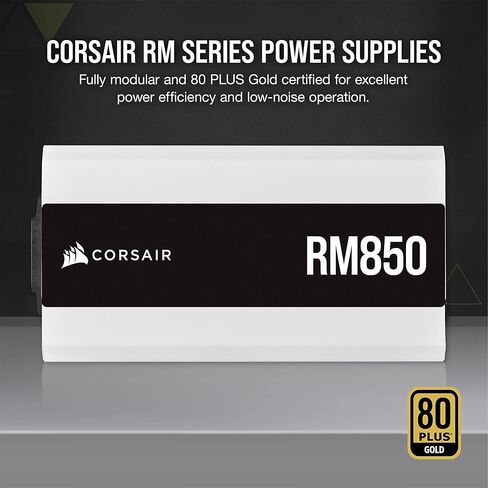 سلسلة Corsair CORSAIR RM (2021)، أبيض، RM850، 850 واط، معتمد من 80 Plus Gold، مصدر طاقة معياري بالكامل (متجدد) in Kuwait