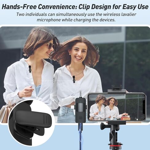 ميكروفون لاسلكي 3 في 1 لأجهزة iPhone، وiPad، وAndroid، والكاميرا، والميكروفونات الصغيرة USB C، ووقت العمل 12 ساعة، وميكروفون Lavalier لمدونات الفيديو، والبودكاست، وTikTok، واليوتيوب in Kuwait