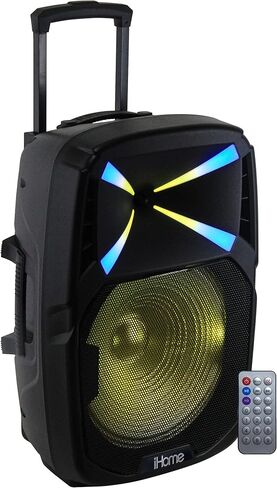 iHome iHPA-800LT لاسلكي قابل للشحن بلوتوث محمول للحفلات المنزلية LED 8 بوصة مكبر صوت 100 واط قوة ضوء كاريوكي آلة PA مكبرات صوت مجموعة ميكروفون للأطفال والكبار in Kuwait