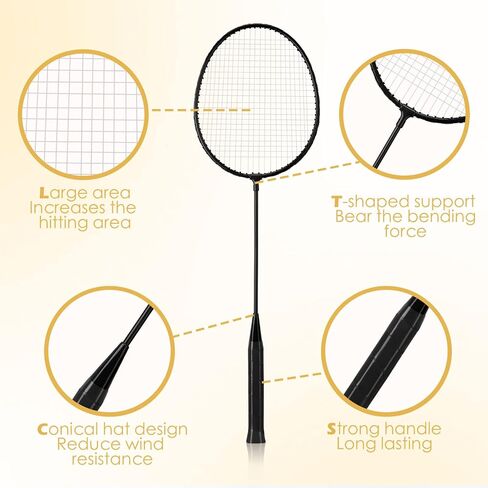 12 Pcs Badminton Rackets with 18 Nylon Badminton, Badminton Racquet Bulk, Shuttle Badminton Set for Adults Teenagers Youth Beginners Advanced Player Backyard Gym Beach Outdoor in Saudi Arabia
