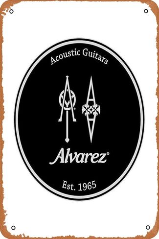 علامة "ALvarez" للقيثارات الصوتية المطبوعة من القصدير المعدني العتيق مقاس 8 × 12 بوصة in Kuwait