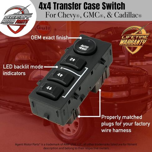 مفتاح محرك AUTO 4-Wheel 4x4 4WD متوافق مع Chevy Silverado، Suburban، Tahoe، GMC Yukon، Sierra 2003، 2004، 2005، 2006 - يستبدل # 15136039 15164520 19259313 901-072 - زر لوحة نقل in Kuwait