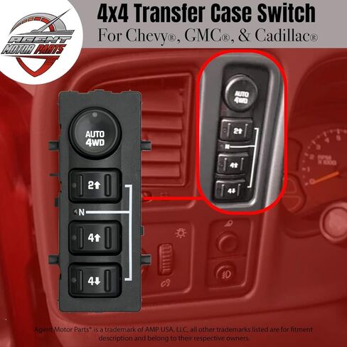 مفتاح محرك AUTO 4-Wheel 4x4 4WD متوافق مع Chevy Silverado، Suburban، Tahoe، GMC Yukon، Sierra 2003، 2004، 2005، 2006 - يستبدل # 15136039 15164520 19259313 901-072 - زر لوحة نقل in Kuwait