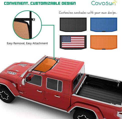 Mesh Sunshade for Jeep Gladiator, Convenient Mesh Soft Top with Strong Straps for Jeep Gladiator(2018-2023), Jeep Gladiator(JT) Accessories (Black, Front) in Saudi Arabia