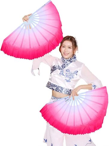 ZooBoo 1 pair Plastic Taichi Kungfu Fan Dancing Fans Martial Arts Sports Folding Hand Fan 13 inch Left hand fan + Right hand fan in Saudi Arabia