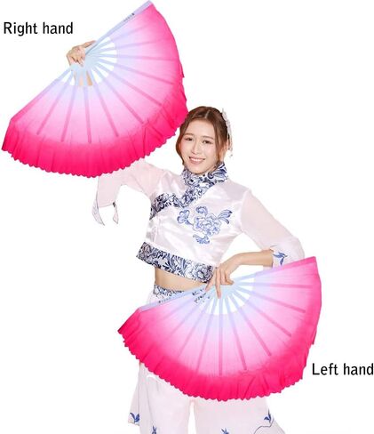 ZooBoo 1 pair Plastic Taichi Kungfu Fan Dancing Fans Martial Arts Sports Folding Hand Fan 13 inch Left hand fan + Right hand fan in Saudi Arabia