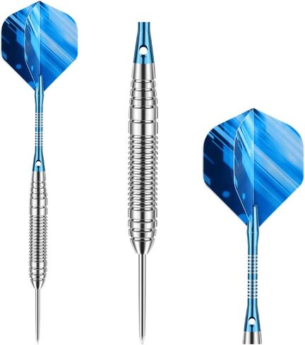 6 Pack / 12 Pack Steel Tip Darts Set 22 23 24 Grams Steel Dart with Aluminum Shaft 18 pcs Dart Flights 6 pcs Spare Aluminum Dart Shafts 6 pcs Rubber O-Rings and Dart Sharpener in Saudi Arabia