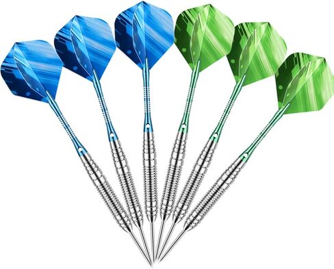 6 Pack / 12 Pack Steel Tip Darts Set 22 23 24 Grams Steel Dart with Aluminum Shaft 18 pcs Dart Flights 6 pcs Spare Aluminum Dart Shafts 6 pcs Rubber O-Rings and Dart Sharpener in Saudi Arabia
