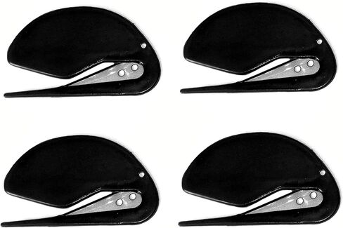 4 أدوات فتح الرسائل البلاستيكية الأكثر كفاءة في العالم، مجموعة أدوات تقطيع الأظرف ذات شفرات حلاقة بلاستيكية حادة (أسود) in Kuwait