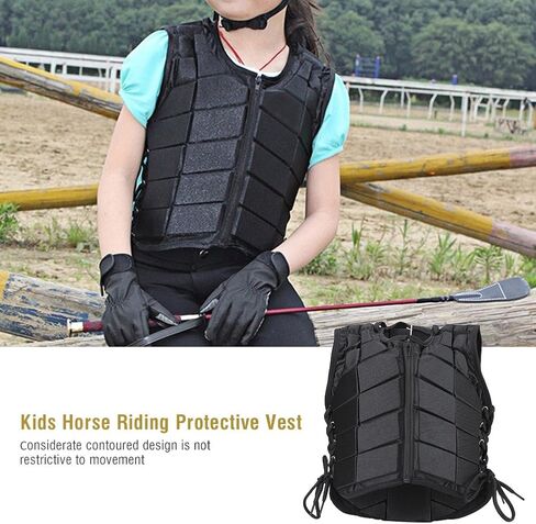 Equestrian Horse Vest, Unisex Kids EVA Padded Equestrian Protective Vest Horse Riding Vest Black Zipper Waistcoat Body Protector Guard(L) in Saudi Arabia