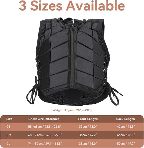 Equestrian Horse Vest, Unisex Kids EVA Padded Equestrian Protective Vest Horse Riding Vest Black Zipper Waistcoat Body Protector Guard(L) in Saudi Arabia