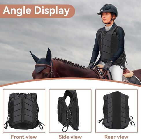 Equestrian Horse Vest, Unisex Kids EVA Padded Equestrian Protective Vest Horse Riding Vest Black Zipper Waistcoat Body Protector Guard(L) in Saudi Arabia