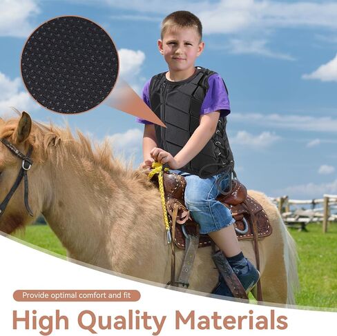 Equestrian Horse Vest, Unisex Kids EVA Padded Equestrian Protective Vest Horse Riding Vest Black Zipper Waistcoat Body Protector Guard(L) in Saudi Arabia