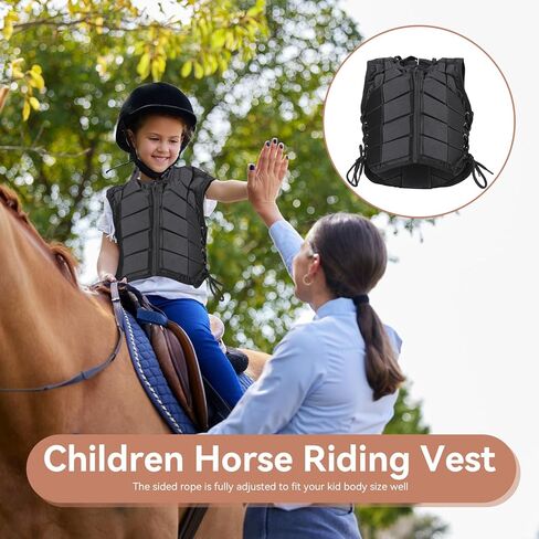 Equestrian Horse Vest, Unisex Kids EVA Padded Equestrian Protective Vest Horse Riding Vest Black Zipper Waistcoat Body Protector Guard(L) in Saudi Arabia