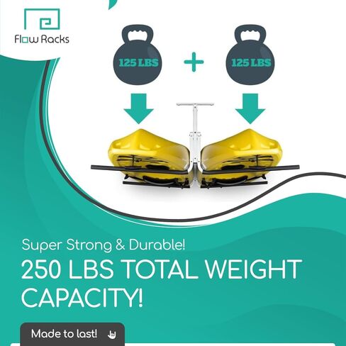 رف تخزين سقف الكاياك ولوح التجديف - قم بتخزين قوارب الكاياك الخاصة بك، SUP، لوح ركوب الأمواج، لوح التزلج على الجليد، الزلاجات والمزيد - رف تخزين المرآب العلوي in Kuwait