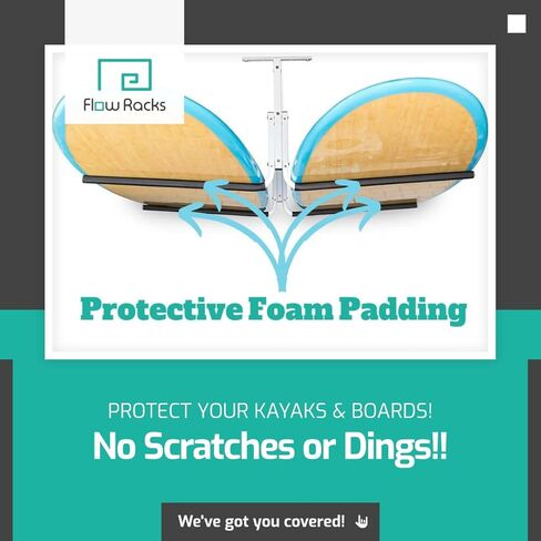 رف تخزين سقف الكاياك ولوح التجديف - قم بتخزين قوارب الكاياك الخاصة بك، SUP، لوح ركوب الأمواج، لوح التزلج على الجليد، الزلاجات والمزيد - رف تخزين المرآب العلوي in Kuwait