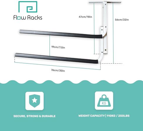 رف تخزين سقف الكاياك ولوح التجديف - قم بتخزين قوارب الكاياك الخاصة بك، SUP، لوح ركوب الأمواج، لوح التزلج على الجليد، الزلاجات والمزيد - رف تخزين المرآب العلوي in Kuwait