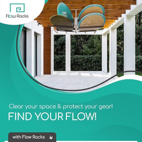 رف تخزين سقف الكاياك ولوح التجديف - قم بتخزين قوارب الكاياك الخاصة بك، SUP، لوح ركوب الأمواج، لوح التزلج على الجليد، الزلاجات والمزيد - رف تخزين المرآب العلوي in Kuwait