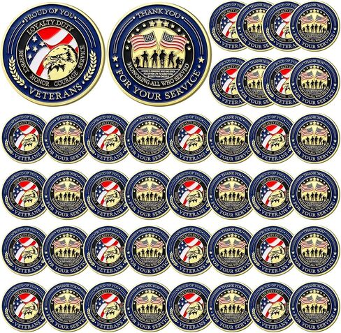 Bulk 40 Pcs Military Challenge Coins Thank You for Your Service Veterans Gift Coins Military Appreciation Coins for Veterans Christmas Military Gift(Classic) in Kuwait