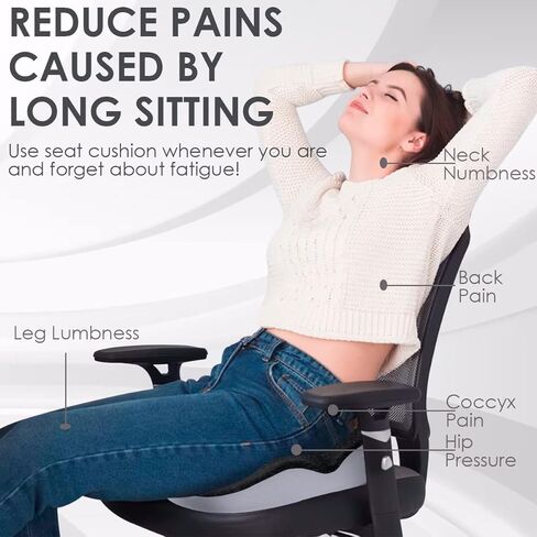 وسائد مقعد لكراسي المكتب، وسادة مقعد مريحة لتخفيف الضغط من إسفنج الذاكرة لعظم الذنب والظهر وتخفيف آلام العصعص، ودعم وسادة المؤخرة للسيارة والكمبيوتر وكراسي المكتب باللون الأسود in Kuwait