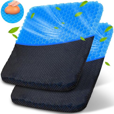 2 Pack Gel Seat Cushion,1.8 Inch Thicken Soft Wheelchair Cushions, Pressure Relief Seat Cushions for Back Pain,Sciatica,Tailbone Pain,Gel Cushion with Non-Slip Cover for Long Sitting,Office,Car,Trips in Saudi Arabia