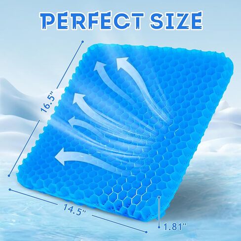 2 Pack Gel Seat Cushion,1.8 Inch Thicken Soft Wheelchair Cushions, Pressure Relief Seat Cushions for Back Pain,Sciatica,Tailbone Pain,Gel Cushion with Non-Slip Cover for Long Sitting,Office,Car,Trips in Saudi Arabia