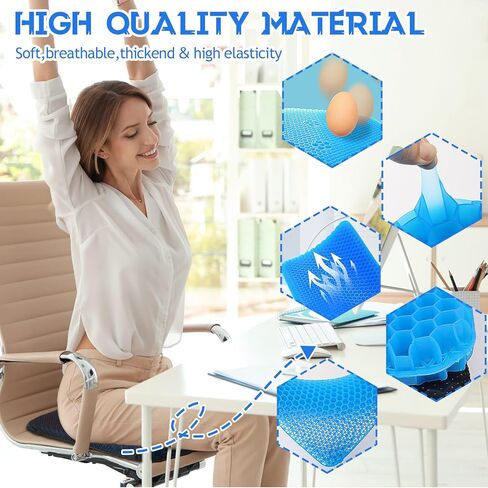 2 Pack Gel Seat Cushion,1.8 Inch Thicken Soft Wheelchair Cushions, Pressure Relief Seat Cushions for Back Pain,Sciatica,Tailbone Pain,Gel Cushion with Non-Slip Cover for Long Sitting,Office,Car,Trips in Saudi Arabia